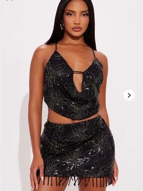 Black Sequin Embellished Matching Set